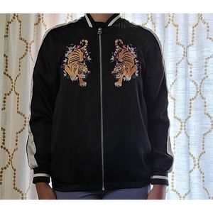 Tiger Embroidered Satin Jacket